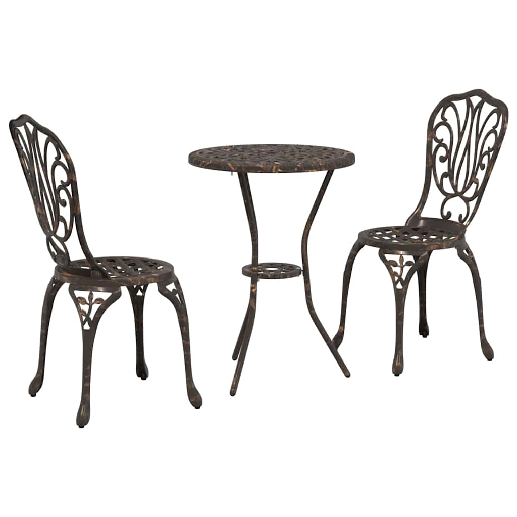 Set Bistro da Giardino 3 pcs Bronzo Alluminio
