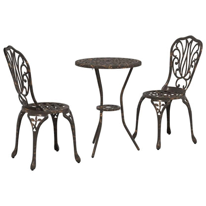 Set Bistro da Giardino 3 pcs Bronzo Alluminio