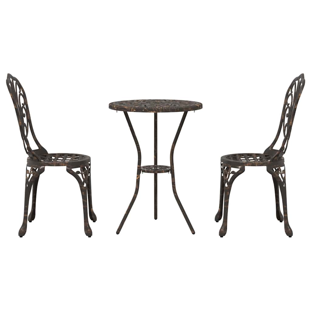 Set Bistro da Giardino 3 pcs Bronzo Alluminio