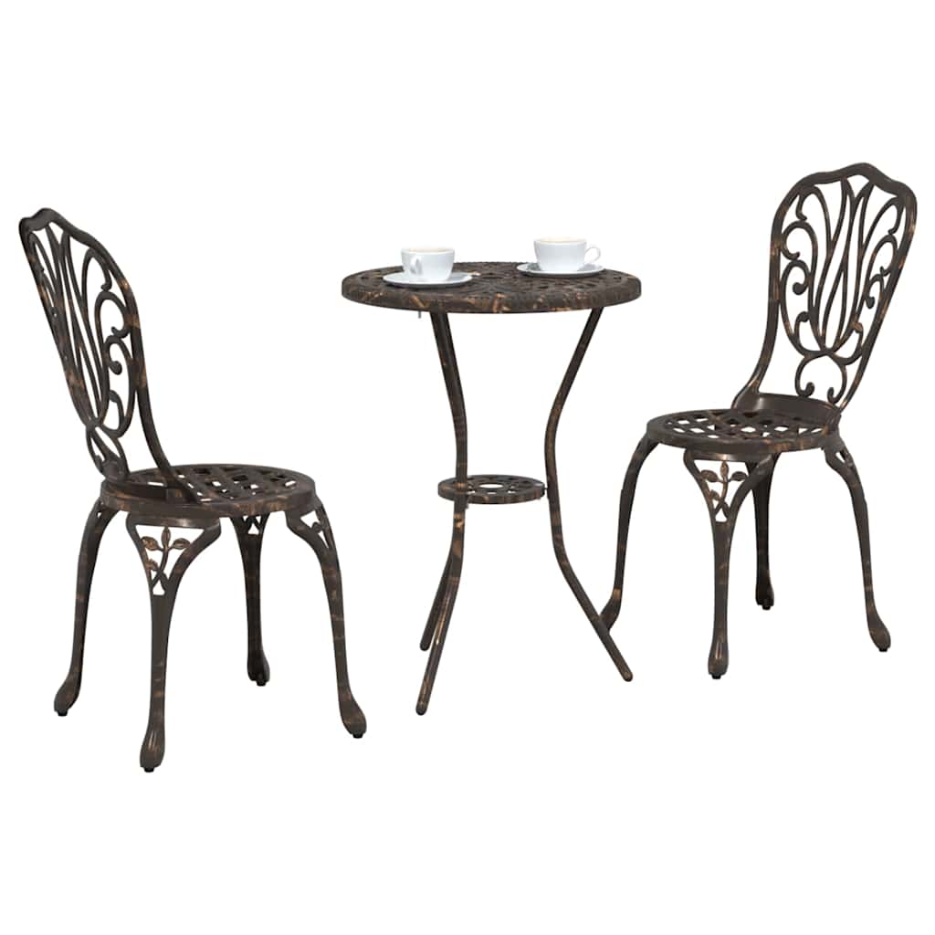 Set Bistro da Giardino 3 pcs Bronzo Alluminio