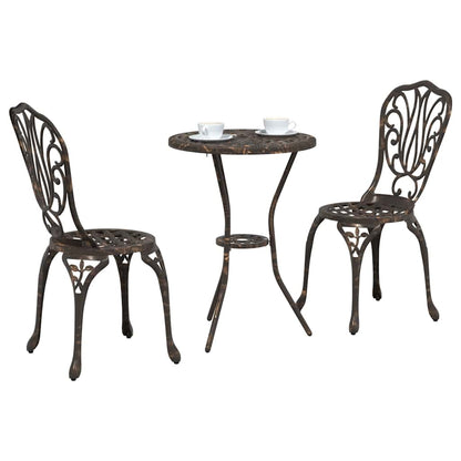Set Bistro da Giardino 3 pcs Bronzo Alluminio