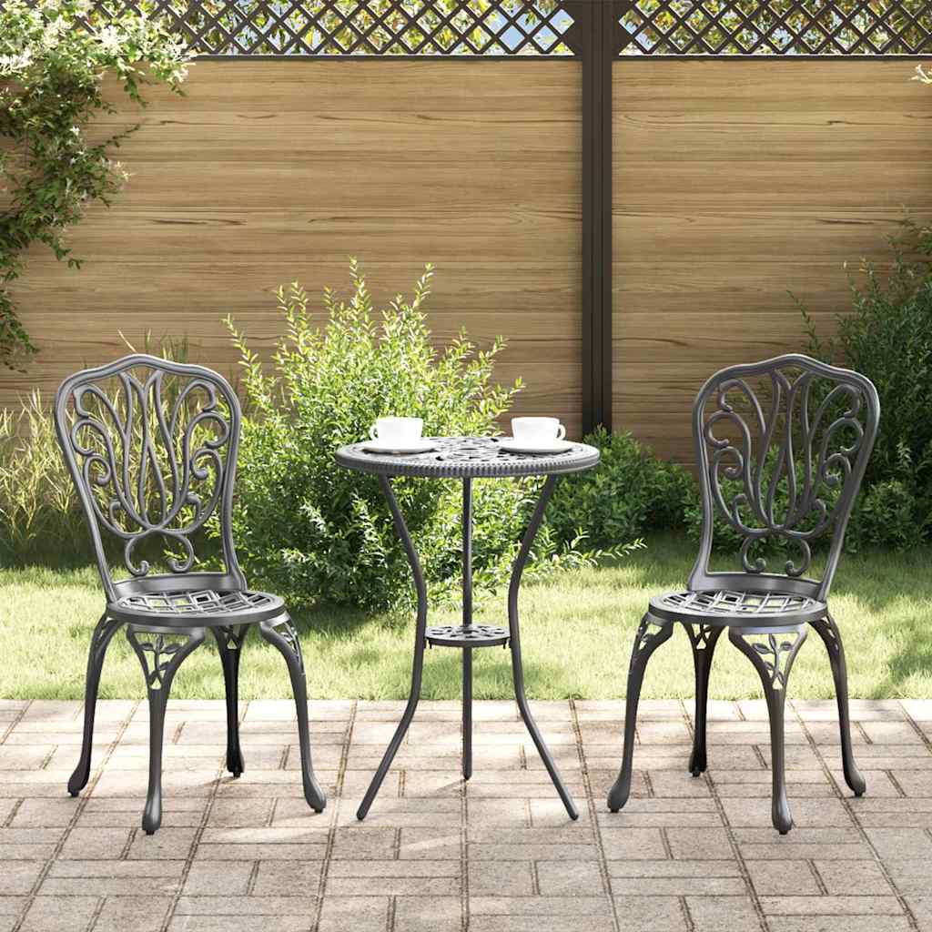 Set Bistro da Giardino 3 pcs Nero Alluminio | homemem39