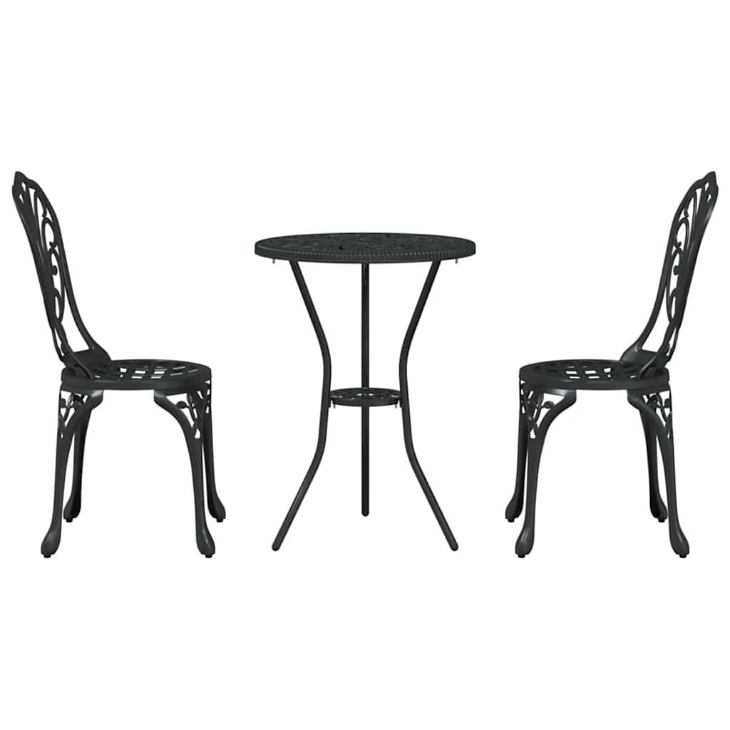 Set Bistro da Giardino 3 pcs Nero Alluminio | homemem39