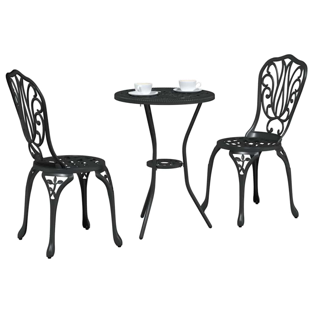 Set Bistro da Giardino 3 pcs Nero Alluminio | homemem39