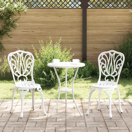Set Bistro da Giardino 3 pcs Bianco Alluminio