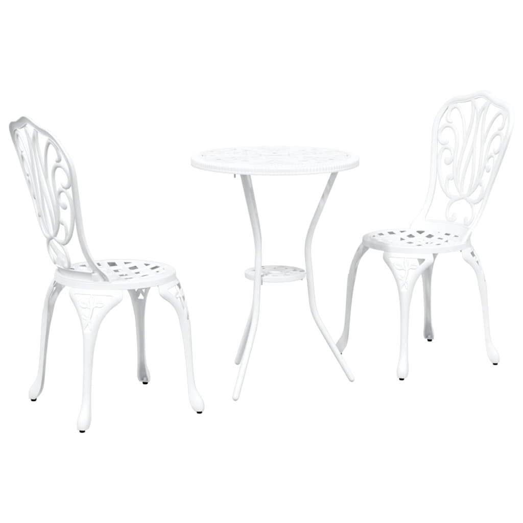 Set Bistro da Giardino 3 pcs Bianco Alluminio