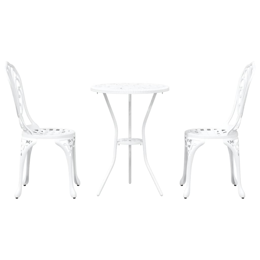 Set Bistro da Giardino 3 pcs Bianco Alluminio
