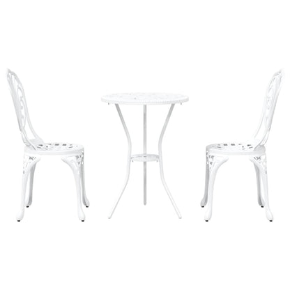 Set Bistro da Giardino 3 pcs Bianco Alluminio