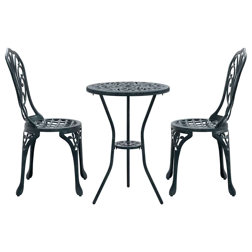 Set Bistro da Giardino 3 pcs Verde Alluminio