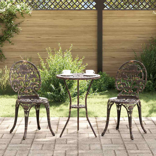 Set Bistro da Giardino 3 pcs Bronzo Alluminio
