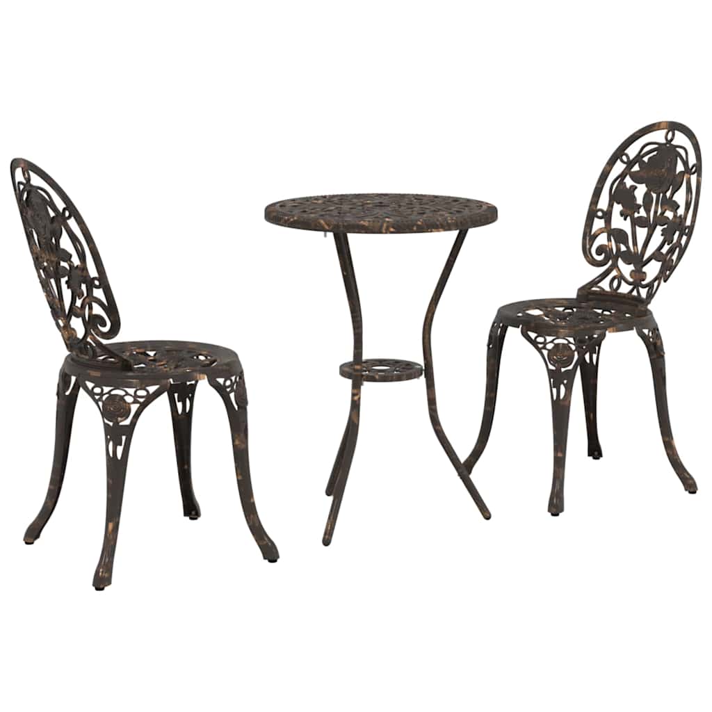 Set Bistro da Giardino 3 pcs Bronzo Alluminio