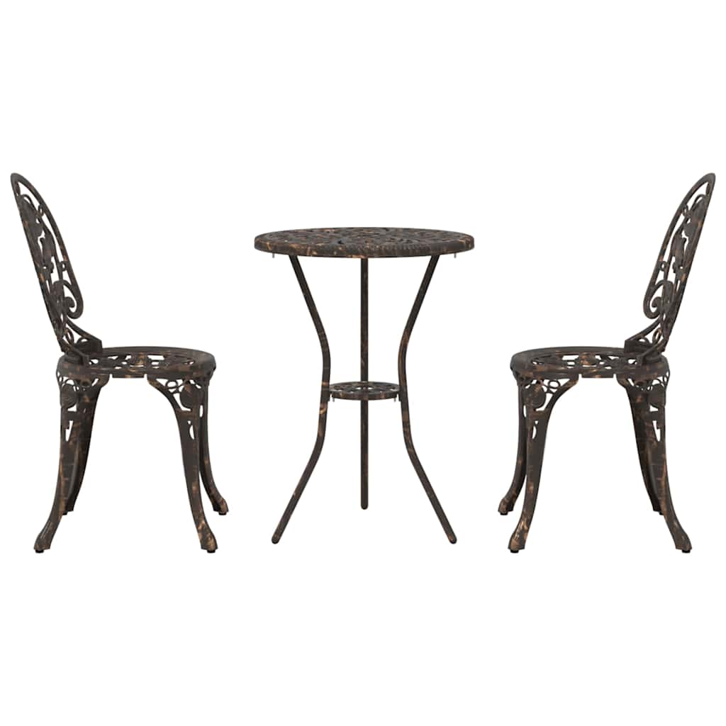 Set Bistro da Giardino 3 pcs Bronzo Alluminio