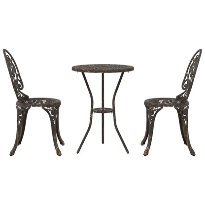 Set Bistro da Giardino 3 pcs Bronzo Alluminio
