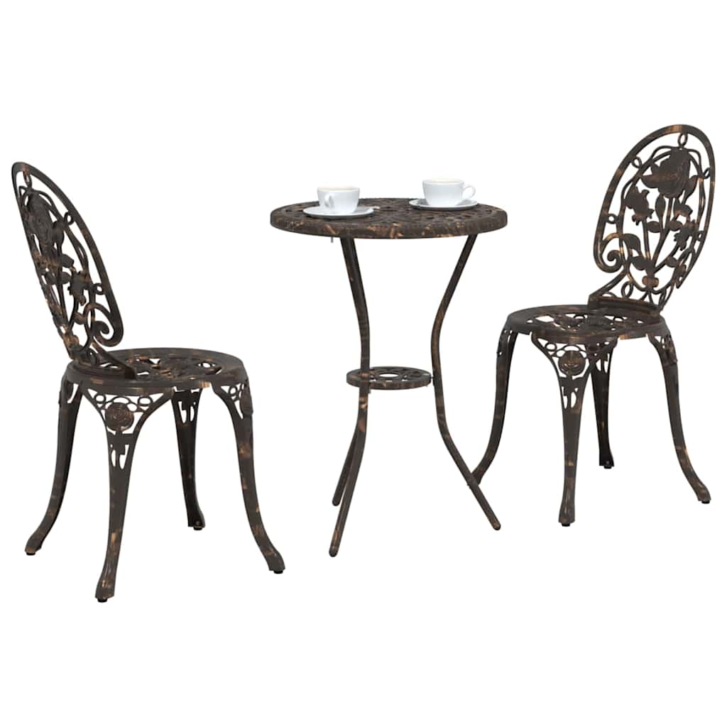 Set Bistro da Giardino 3 pcs Bronzo Alluminio