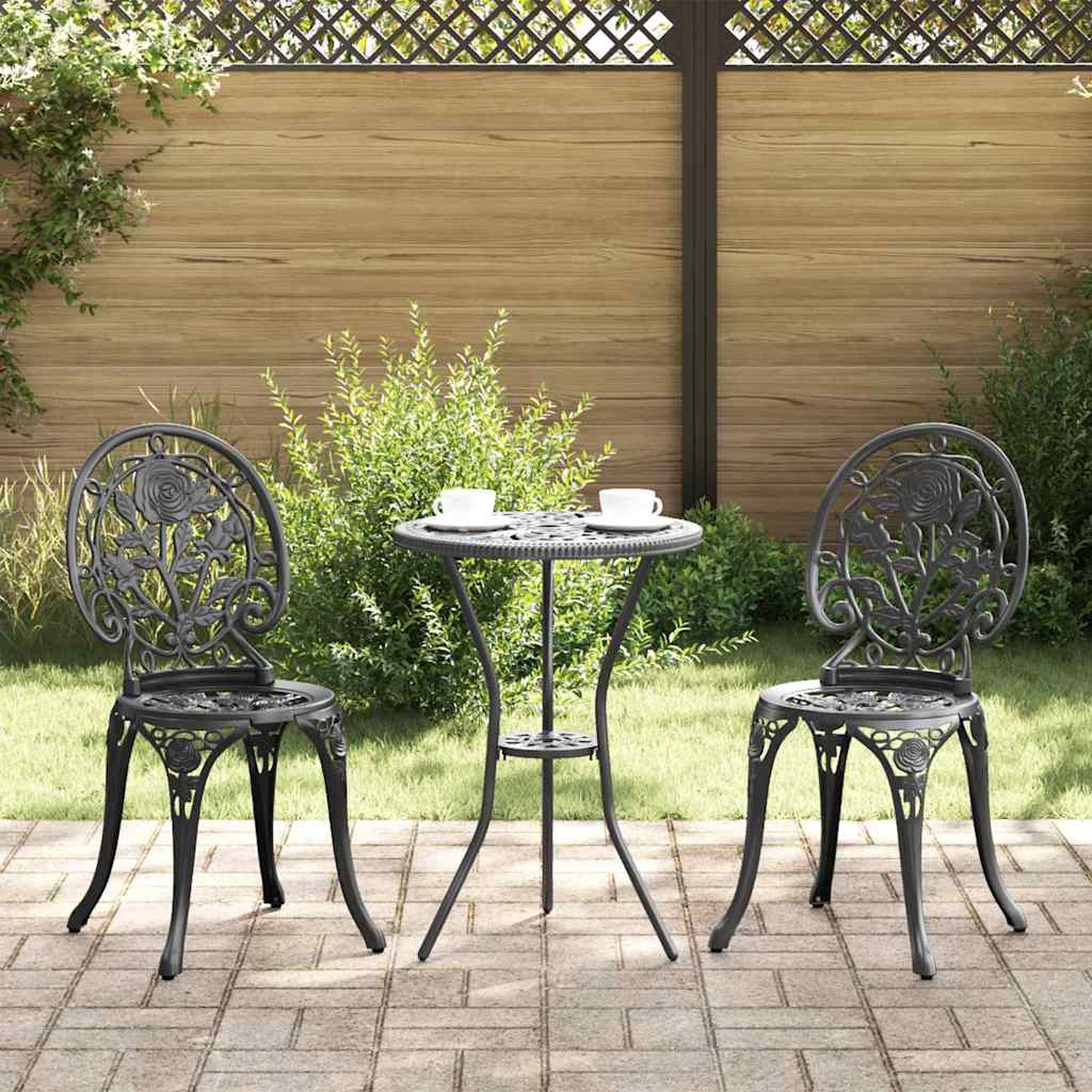 Set Bistro da Giardino 3 pcs Nero Alluminio