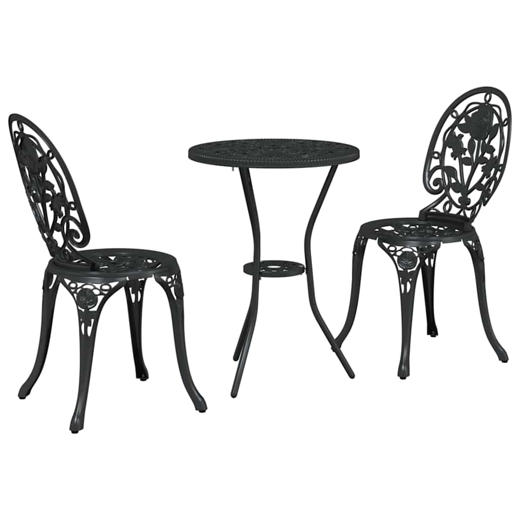 Set Bistro da Giardino 3 pcs Nero Alluminio