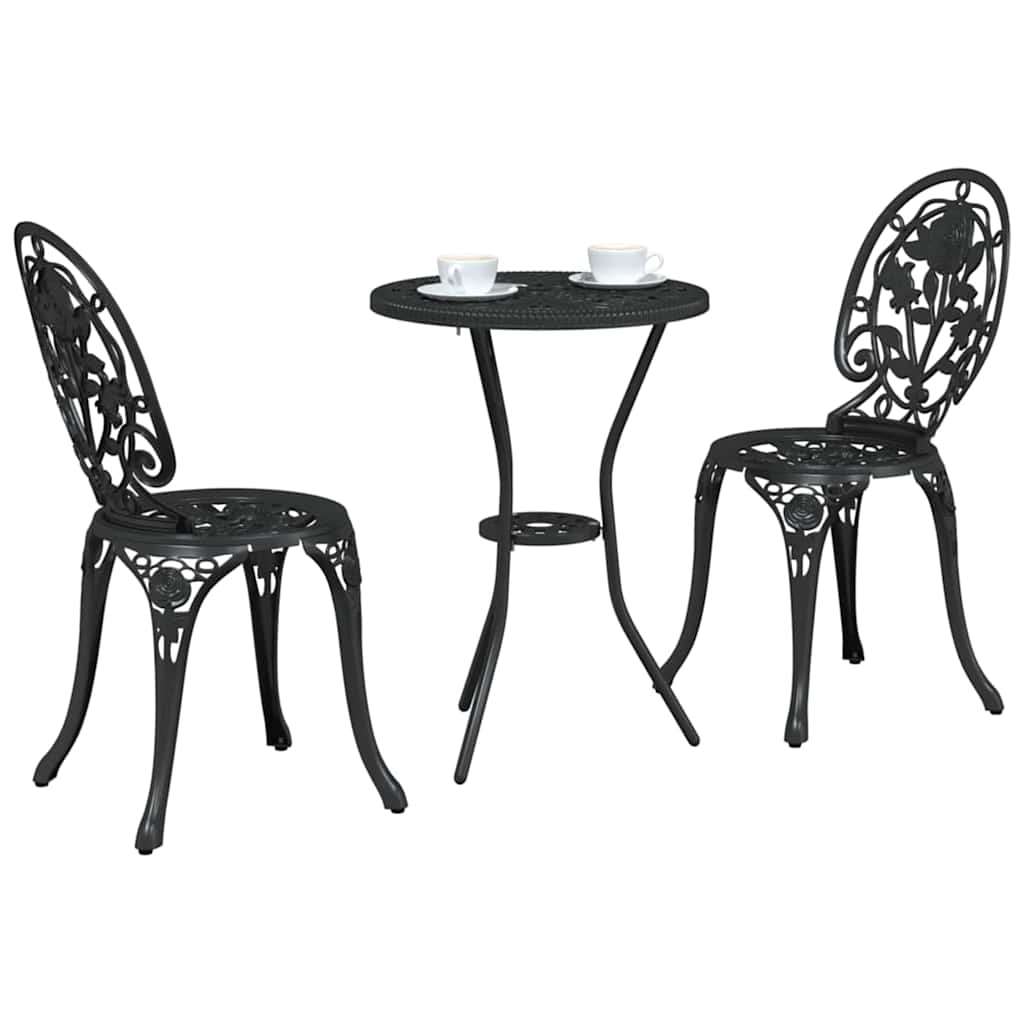Set Bistro da Giardino 3 pcs Nero Alluminio
