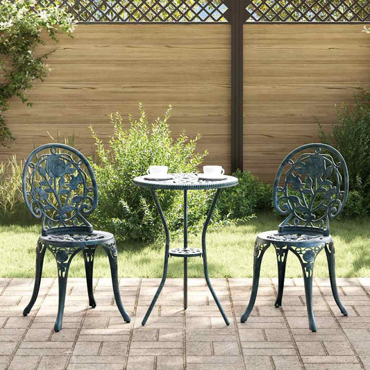 Set Bistro da Giardino 3 pcs Verde Alluminio