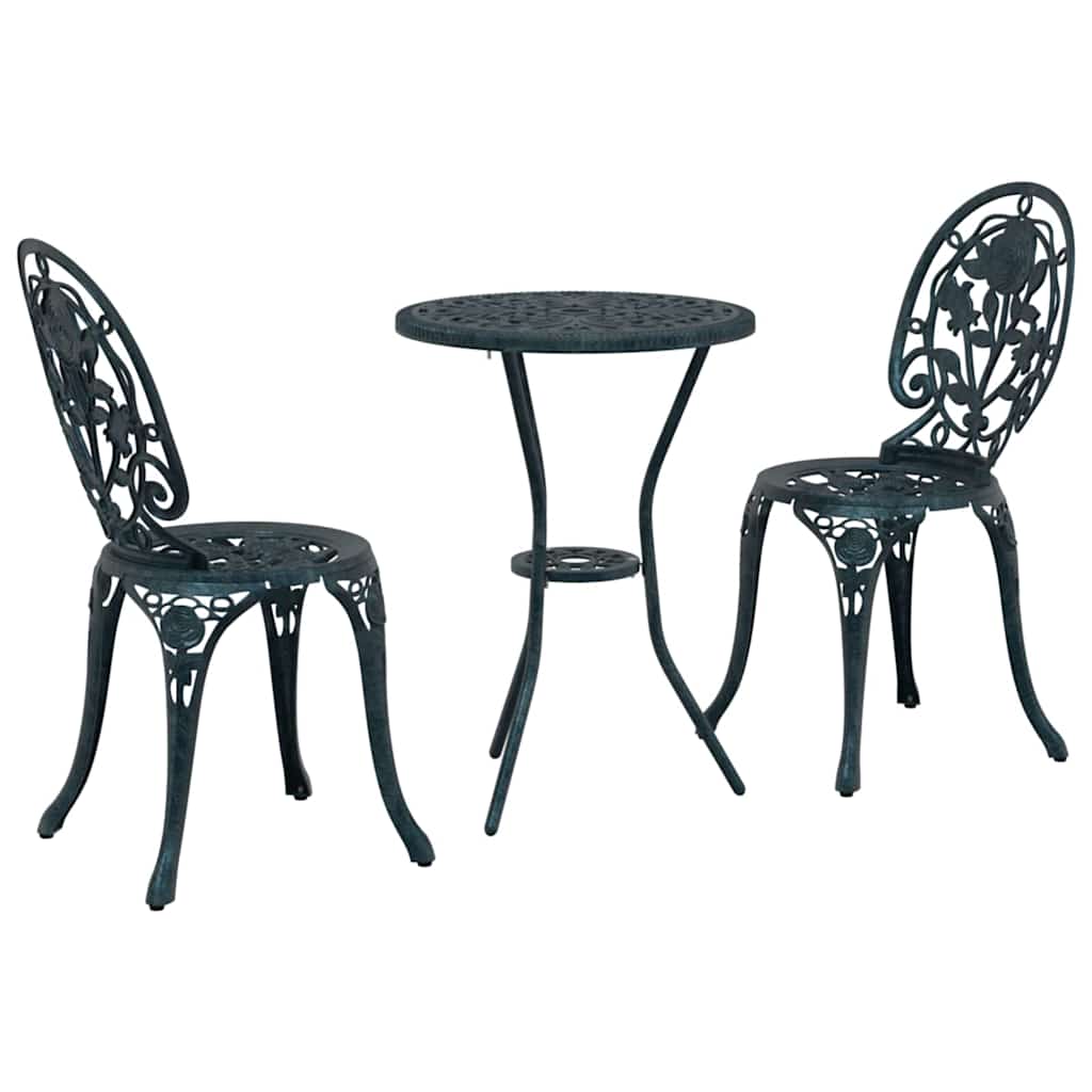 Set Bistro da Giardino 3 pcs Verde Alluminio