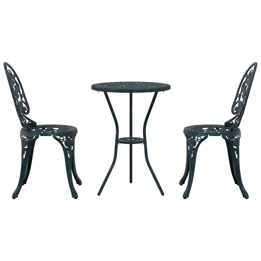 Set Bistro da Giardino 3 pcs Verde Alluminio