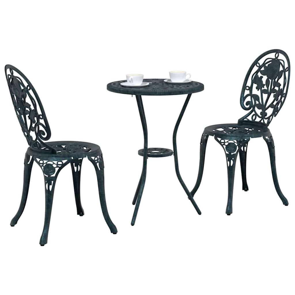 Set Bistro da Giardino 3 pcs Verde Alluminio