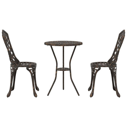 Set Bistro da Giardino 3 pcs Bronzo Alluminio