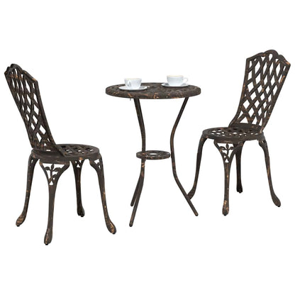 Set Bistro da Giardino 3 pcs Bronzo Alluminio