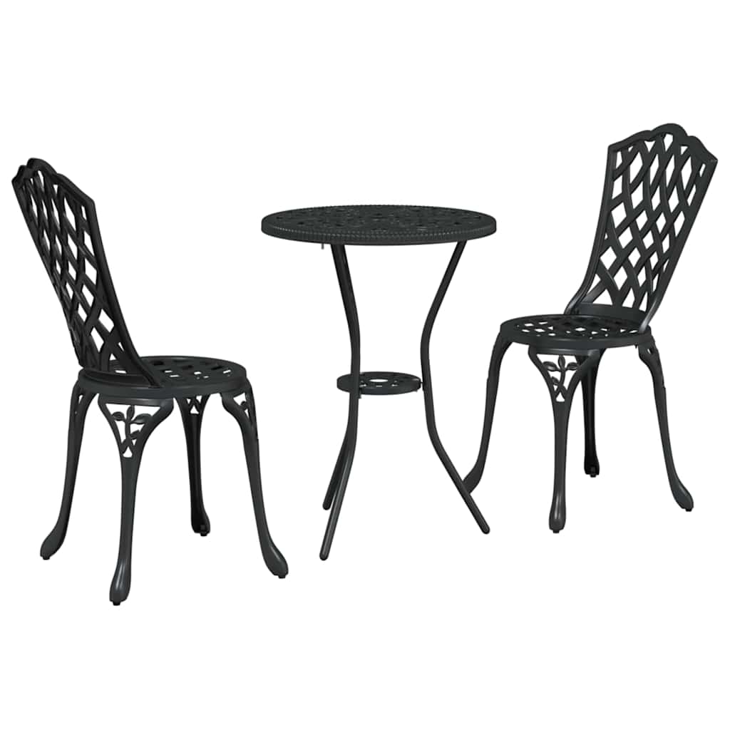 Set Bistro da Giardino 3 pcs Nero Alluminio