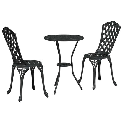 Set Bistro da Giardino 3 pcs Nero Alluminio