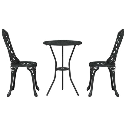 Set Bistro da Giardino 3 pcs Nero Alluminio