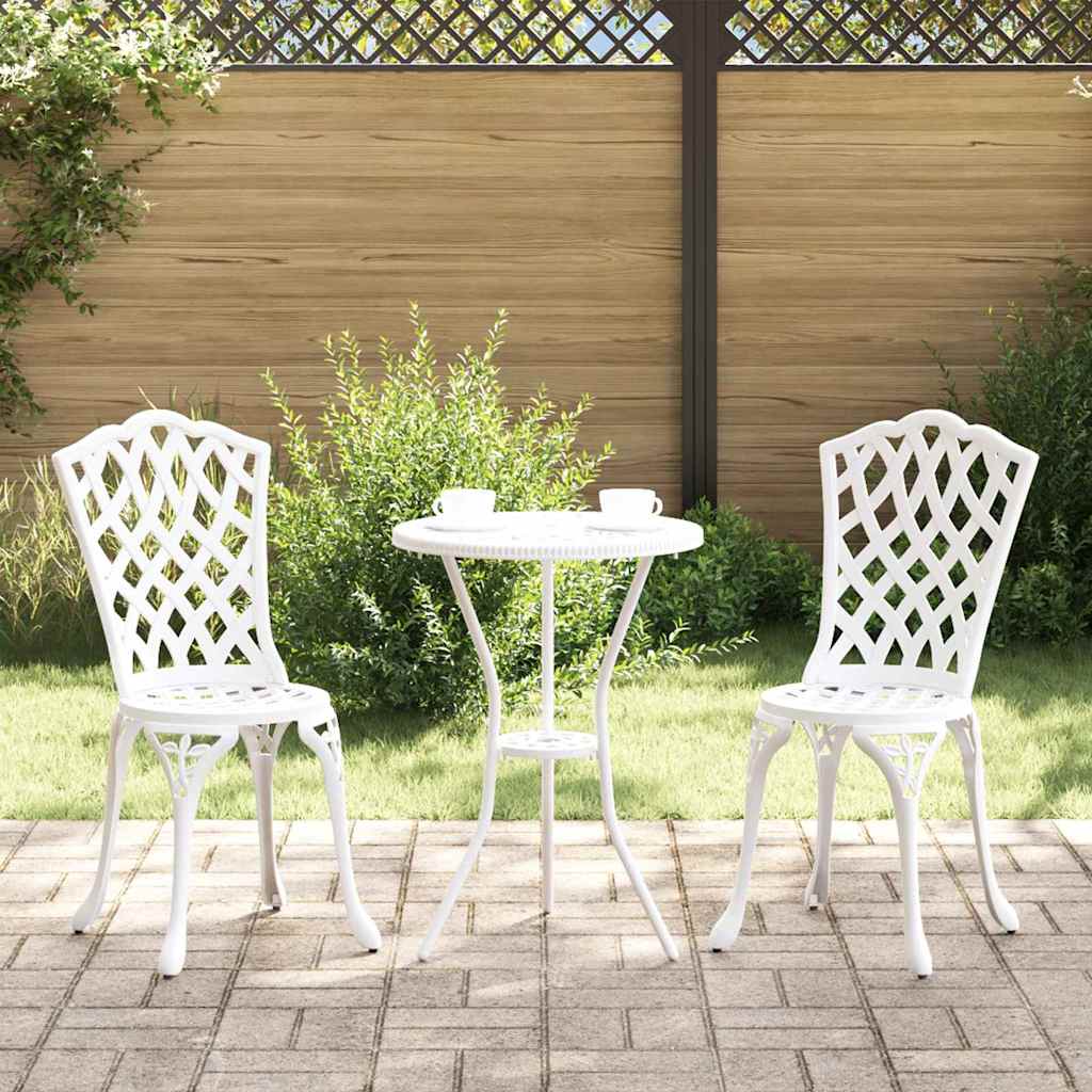 Set Bistro da Giardino 3 pcs Bianco Alluminio