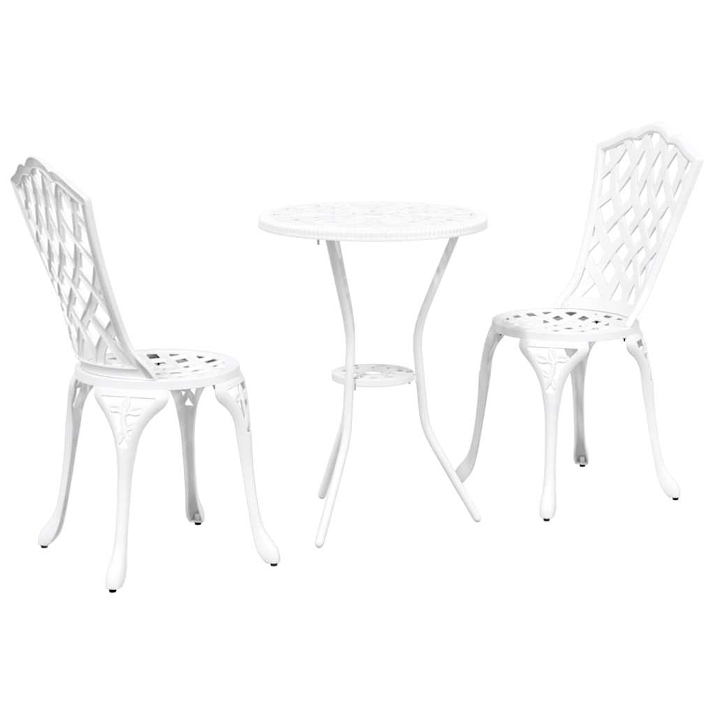 Set Bistro da Giardino 3 pcs Bianco Alluminio