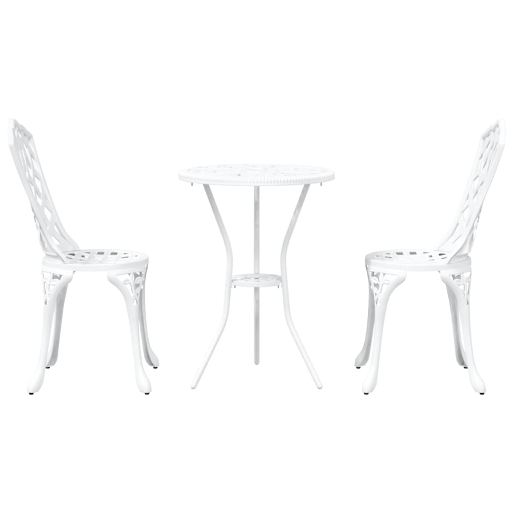 Set Bistro da Giardino 3 pcs Bianco Alluminio