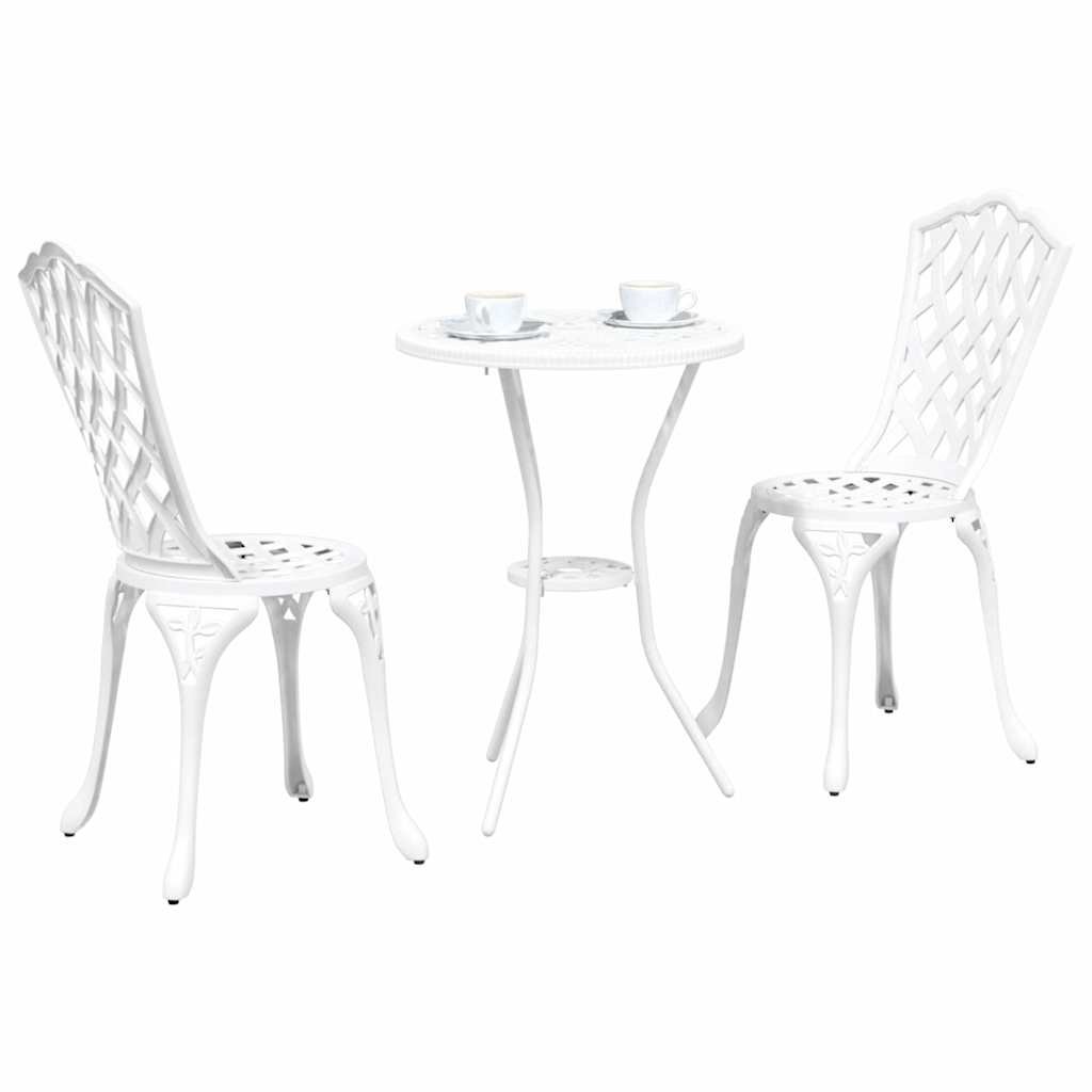 Set Bistro da Giardino 3 pcs Bianco Alluminio