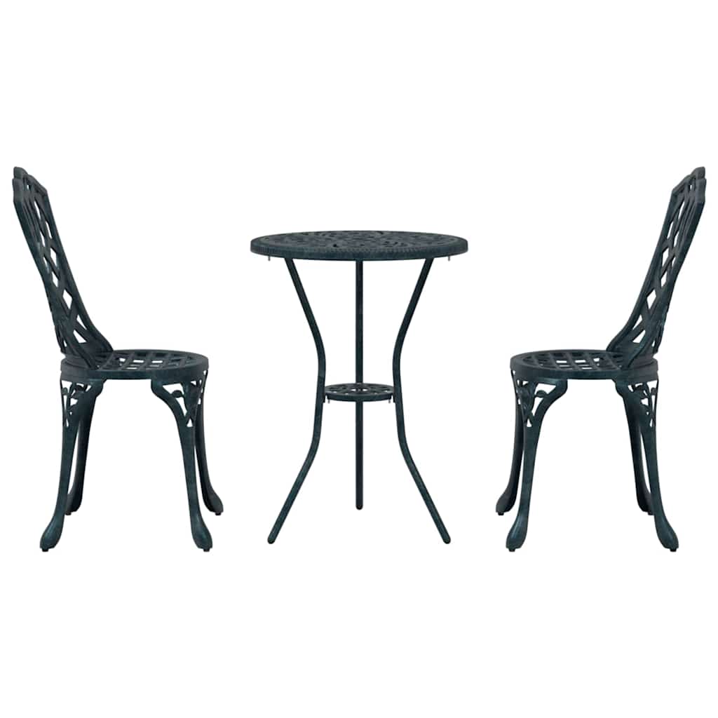 Set Bistro da Giardino 3 pcs Verde Alluminio