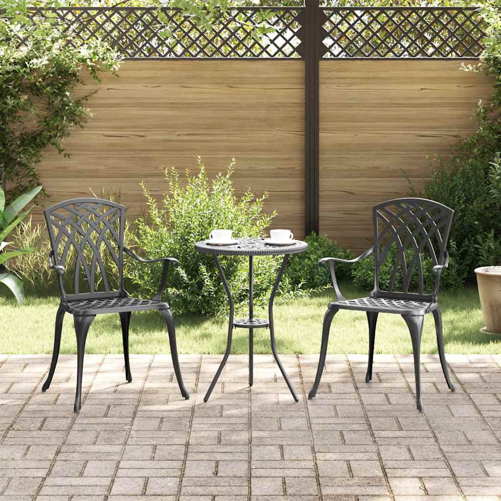Sedia da Giardino 2 pcs Nero 53 x 51 x 88,5cm Alluminio