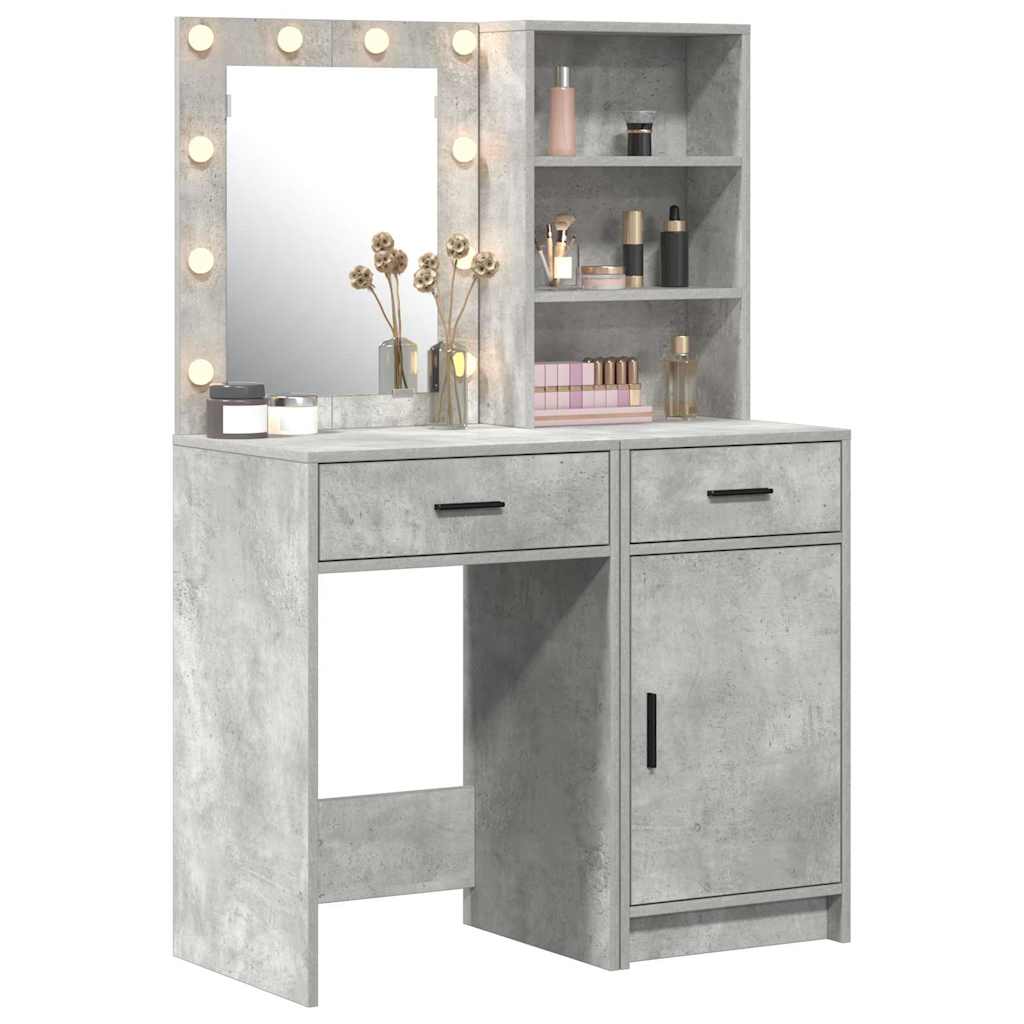 Set da tavolo da trucco con LED 2 pz Grigio cemento | homemem39
