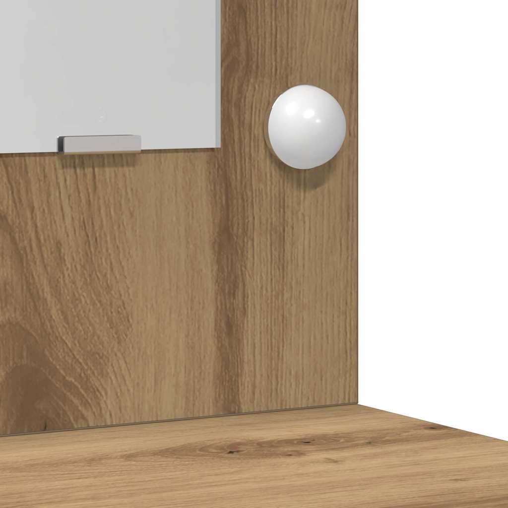 Set da tavolo da trucco con LED 2 pz Rovere artigianale | homemem39