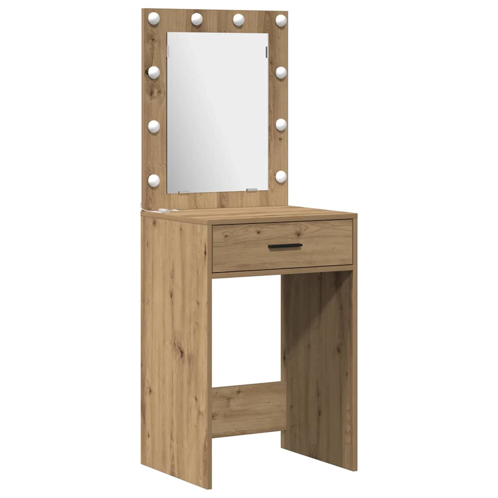 Set da tavolo da trucco con LED 2 pz Rovere artigianale | homemem39