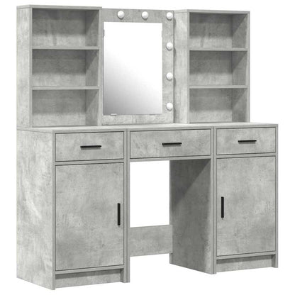 Set da tavolo da trucco con LED 3 pz Grigio cemento | homemem39