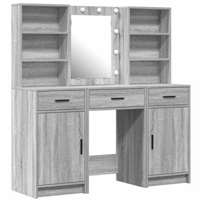 Set da tavolo da trucco con LED 3 pz Grigio Sonoma | homemem39