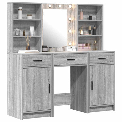 Set da tavolo da trucco con LED 3 pz Grigio Sonoma | homemem39