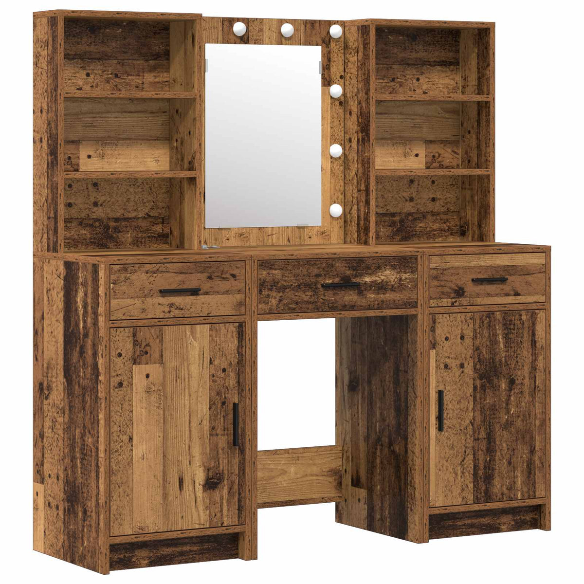 Set da tavolo da trucco con LED 3 pz Legno vecchio | homemem39