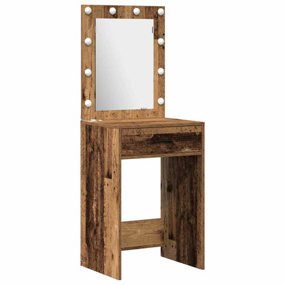 Set da tavolo da trucco con LED 3 pz Legno vecchio | homemem39