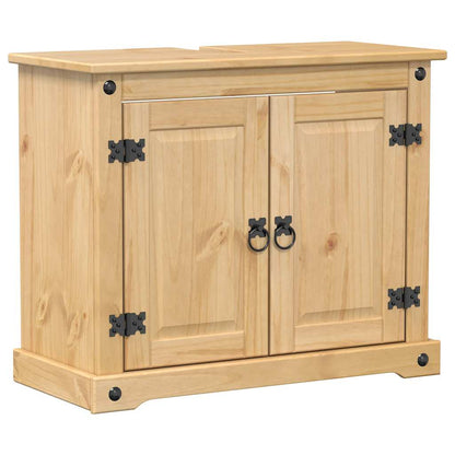 Set Mobili da Bagno 2 pz Corona in Legno Massello di Pino | homemem39