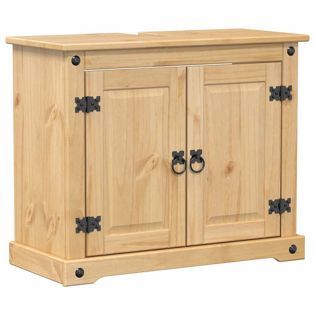 Set Mobili da Bagno 2 pz Corona in Legno Massello di Pino | homemem39