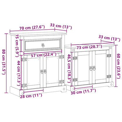 Set Mobili da Bagno 2 pz Corona in Legno Massello di Pino | homemem39