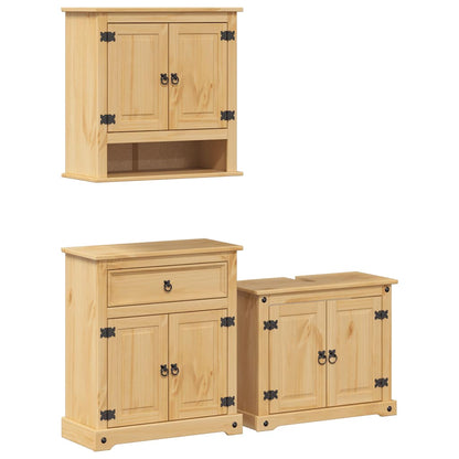 Set Mobili da Bagno 3 pz Corona in Legno Massello di Pino | homemem39