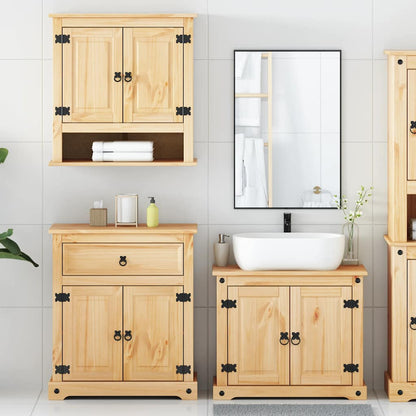 Set Mobili da Bagno 3 pz Corona in Legno Massello di Pino | homemem39