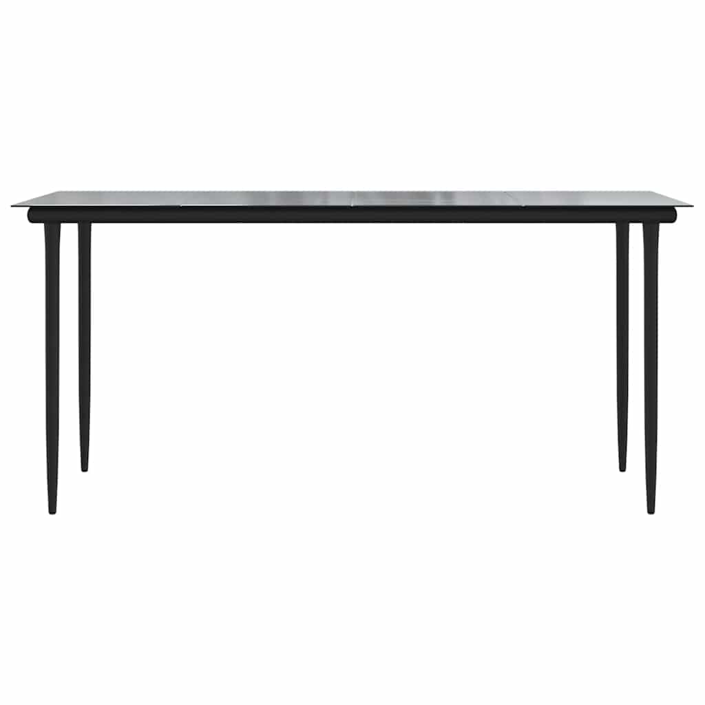 Set Mobili da Pranzo per Giardino 5 pz Nero Polyrattan Vetro | homemem39